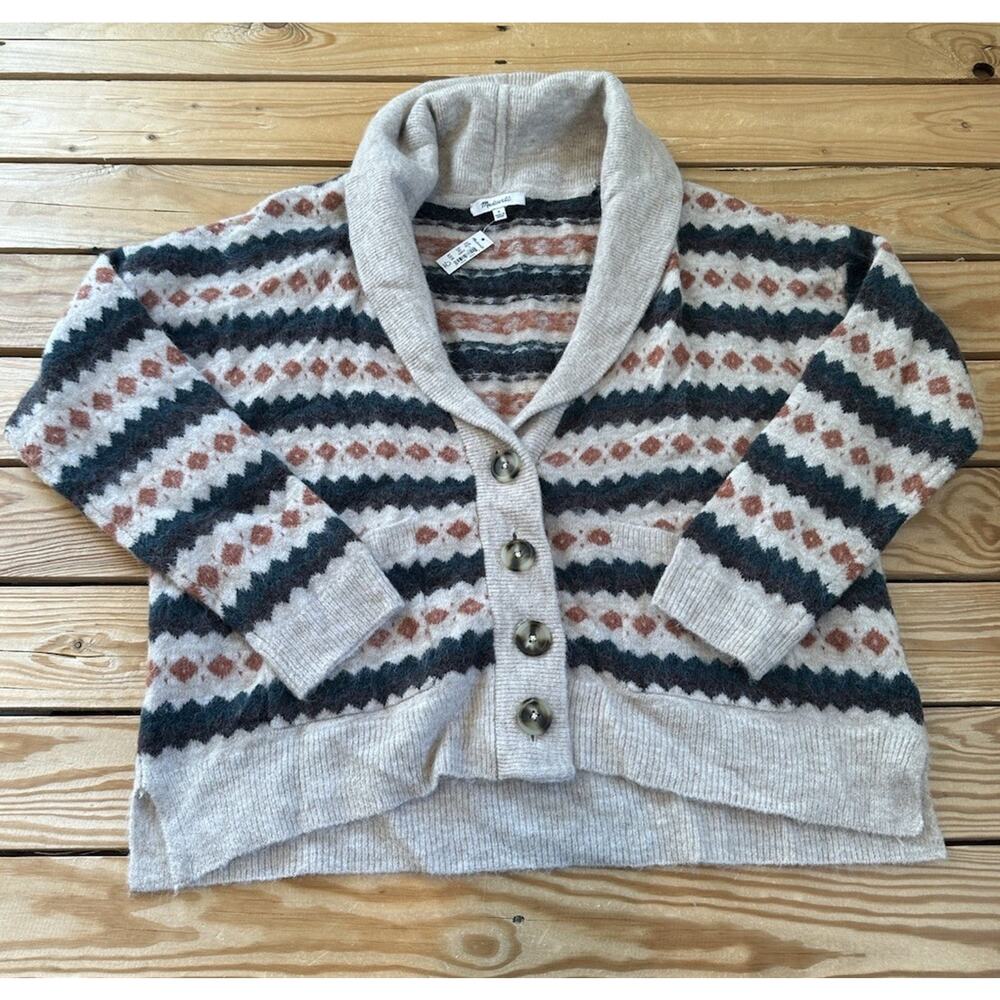 New Madewell Patterned Button Up Cardigan Sweater Size Small Women’s Beige